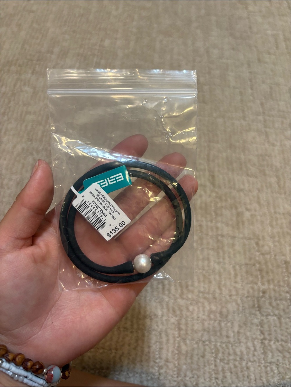 Effy Black Leather Bracelet with Single Pearl Accent